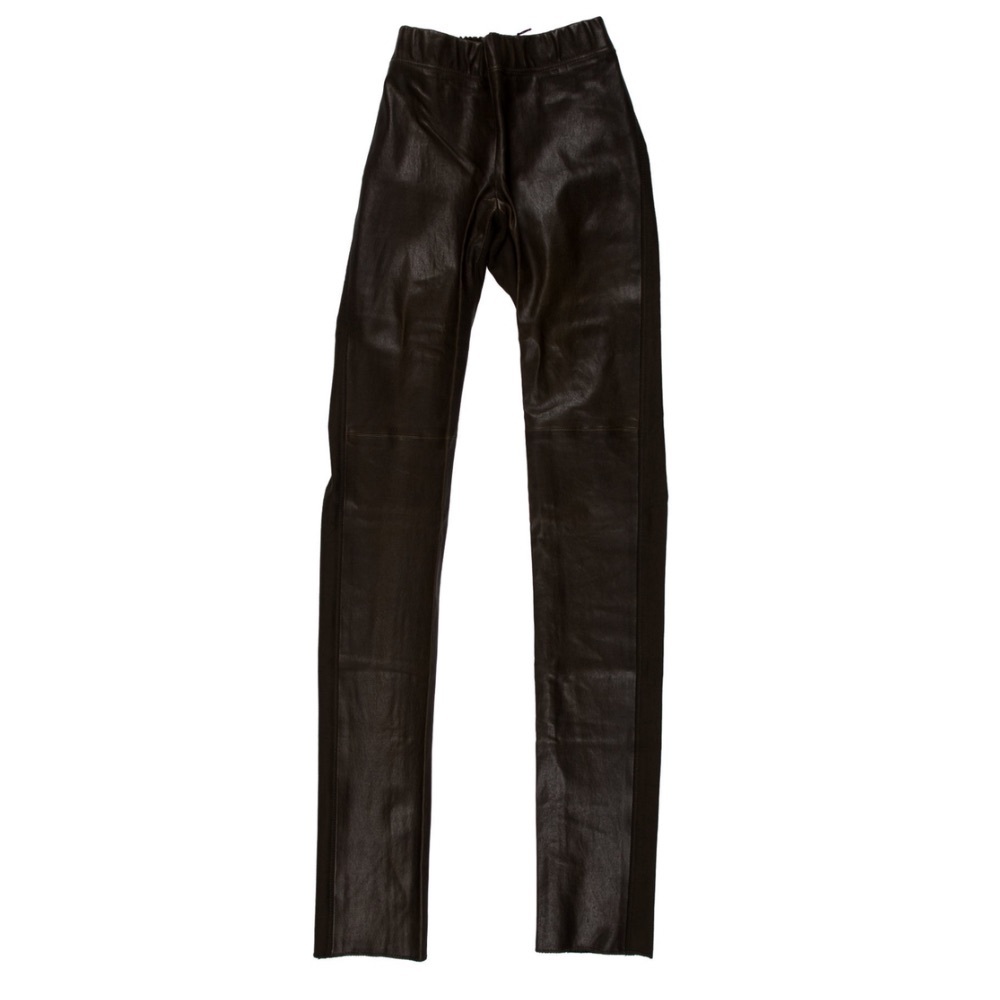 NEW Joseph Dark Olive Brown Lambskin Leather Front Trousers Size 34/00 $895